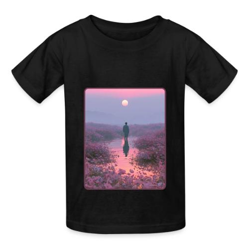 Ethereal Sunset Flower Field Art - Heavyweight Kid's T-Shirt