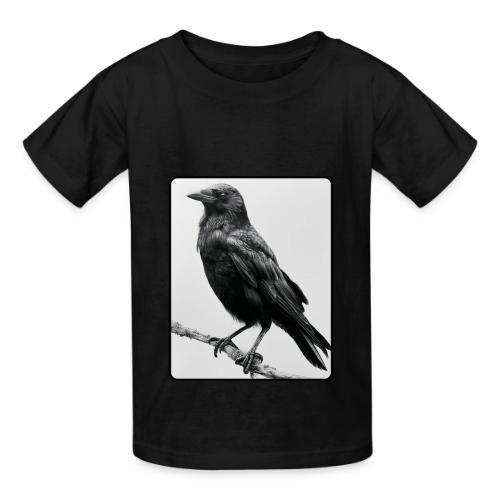 Raven Black and White Art Design - Heavyweight Kid's T-Shirt