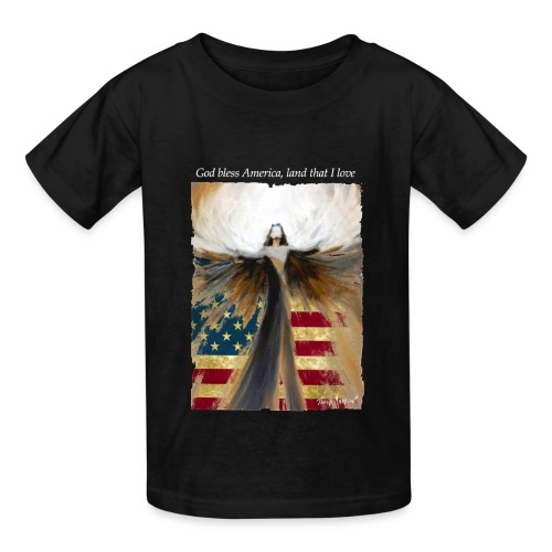 God bless America Angel_Strong color_white type - Hanes Youth T-Shirt