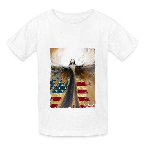 God bless America Angel_Strong color_white type - Hanes Youth T-Shirt