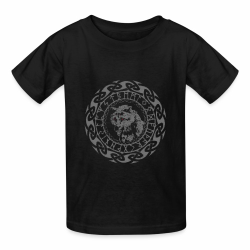 Fenrir Geri Freki Wolf Viking Tribal Runes - Hanes Youth T-Shirt