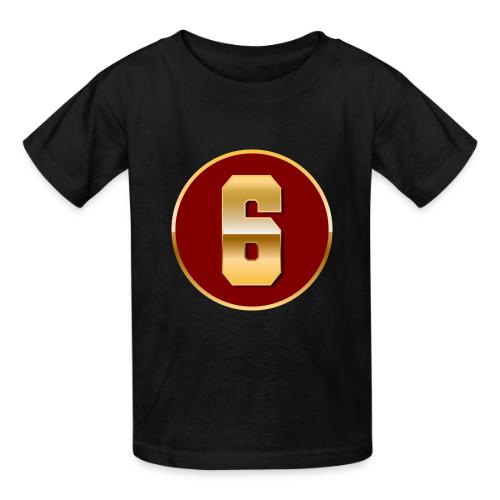 Number 6 in Gold Varsity Font - Heavyweight Kid's T-Shirt