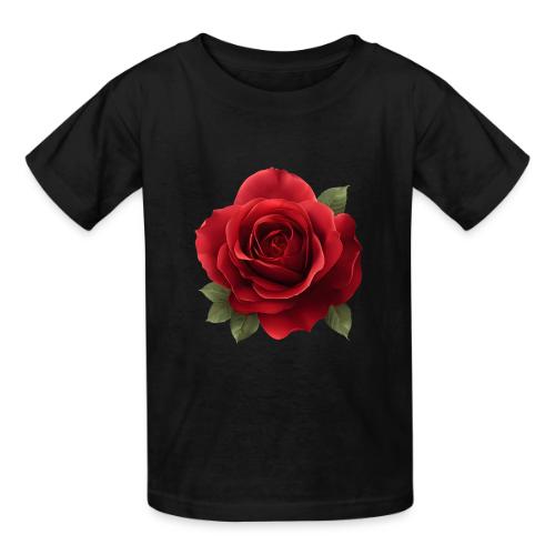 Rose: Crimson Bloom Elegance - Heavyweight Kid's T-Shirt