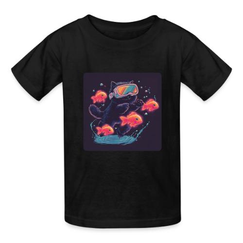 Cyber Cat Splash - Heavyweight Kid's T-Shirt