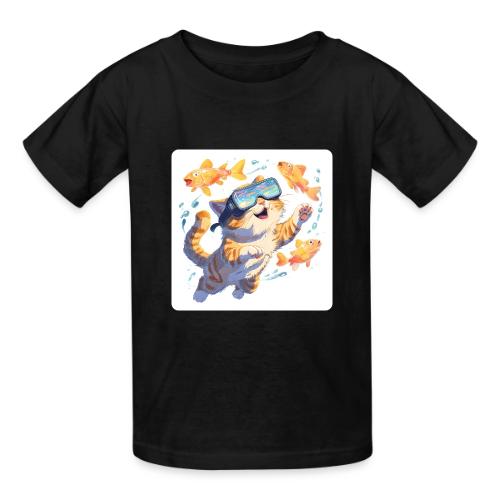 Cat: Neon Paws Adventure - Heavyweight Kid's T-Shirt