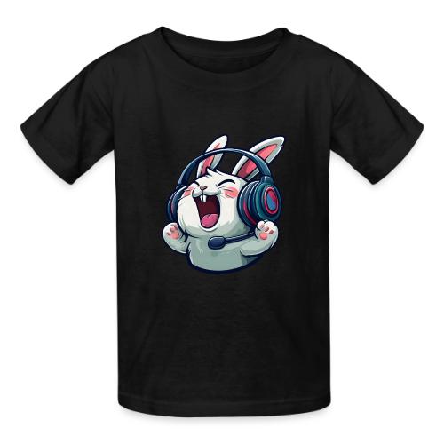 Gamer Bunny Headset Cartoon Design - Heavyweight Kid's T-Shirt