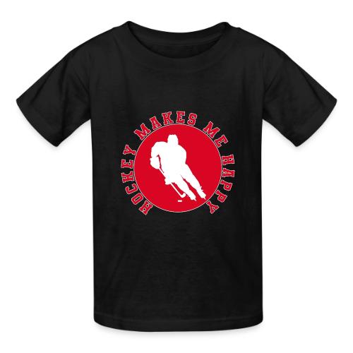 Hockey Makes Me Happy – Ice Hockey Fan Emblem - Heavyweight Kid's T-Shirt