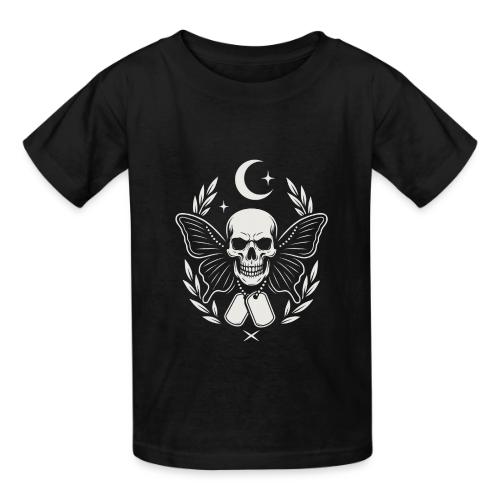 Skull butterfly dog tags - Heavyweight Kid's T-Shirt