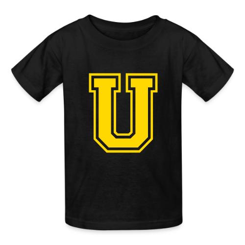 Letter U – Capital Athletic Alphabet Monogram - Heavyweight Kid's T-Shirt