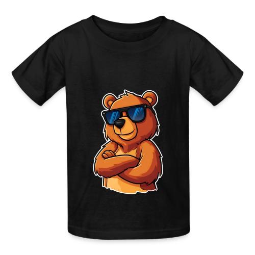Cool Bear Sunglasses Cartoon Design - Heavyweight Kid's T-Shirt