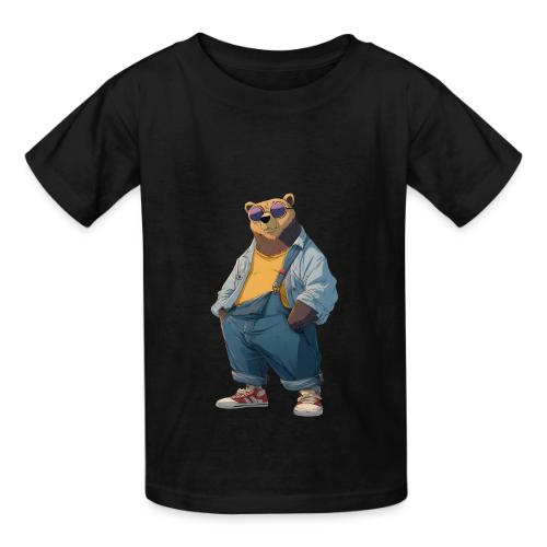 Fashion Streetwear Bear Cartoon Art - Heavyweight Kid's T-Shirt