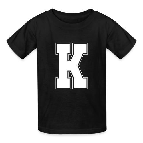 White Letter K – Varsity Alphabet Monogram - Heavyweight Kid's T-Shirt