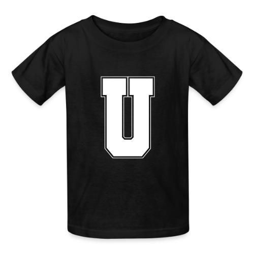 White Letter U – Varsity Alphabet Monogram - Heavyweight Kid's T-Shirt