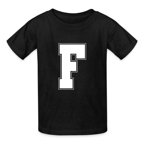White Letter F – Varsity Alphabet Monogram - Heavyweight Kid's T-Shirt