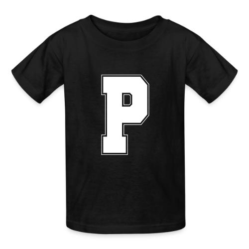 White Letter P – Varsity Alphabet Monogram - Heavyweight Kid's T-Shirt