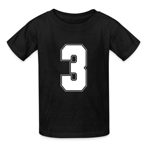 White Number 3 – Varsity Font - Heavyweight Kid's T-Shirt