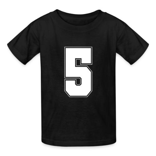 White Number 5 – Varsity Font - Heavyweight Kid's T-Shirt