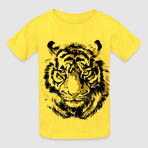 Yellow Tiger Head Portrait Drawing - Yellow Tiger - Heavyweight Kid's T-Shirt