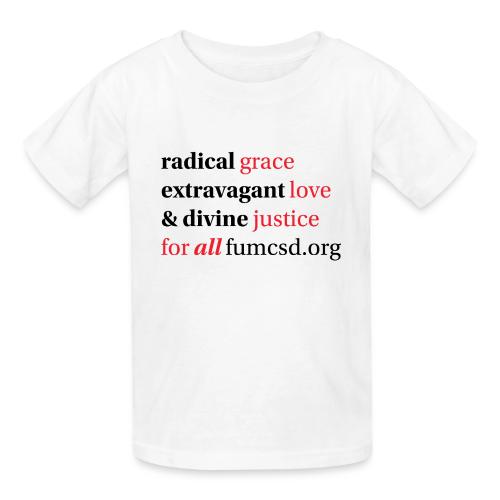 Grace. Love. Justice. serif font - Heavyweight Kid's T-Shirt