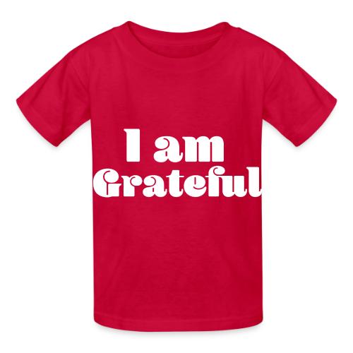 I Am Grateful Affirmation Quote Merch - Heavyweight Kid's T-Shirt