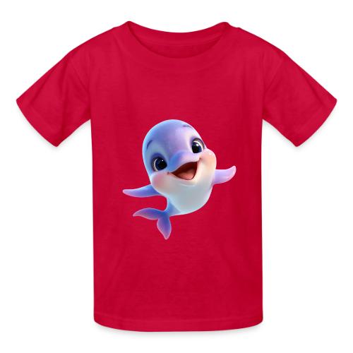 Purple-White Smiling Baby Dolphin - Heavyweight Kid's T-Shirt