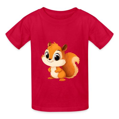 Playful Cartoon Squirrel with Big Innocent Eyes - Heavyweight Kid's T-Shirt