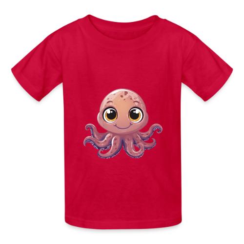 Cute Cartoon Baby Octopus with Big Eyes - Heavyweight Kid's T-Shirt