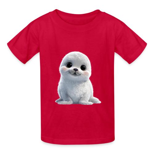 Cute White Cartoon Baby Sea Lion - Heavyweight Kid's T-Shirt