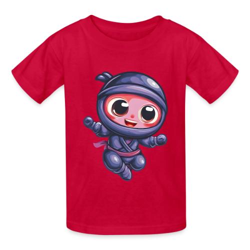 Joyful Cartoon Baby Ninja Jumping in Action - Heavyweight Kid's T-Shirt