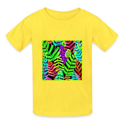 Glowing Leaf Pattern Design - Heavyweight Kid's T-Shirt