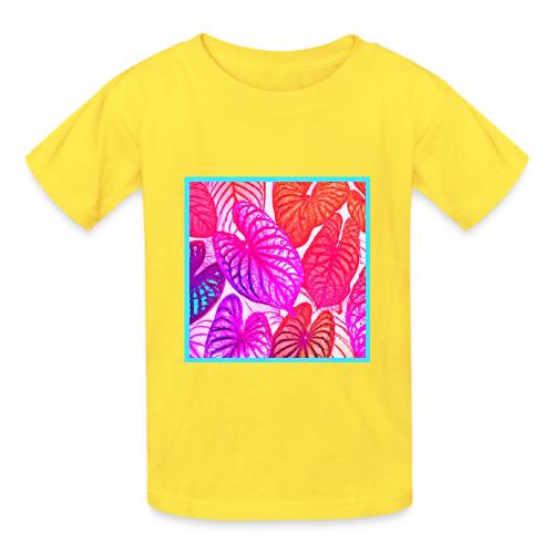 Color Burst Leaves Neon Elegance - Heavyweight Kid's T-Shirt