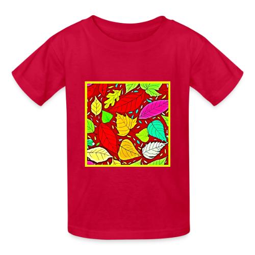 Rainbow Leaves Vibrant Pattern - Heavyweight Kid's T-Shirt