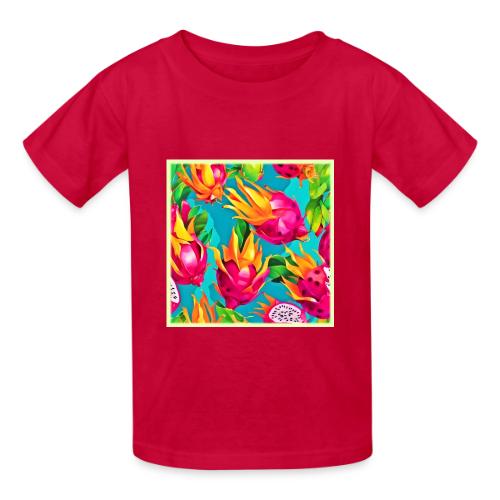 Vibrant Dragoon Fruit Pattern - Heavyweight Kid's T-Shirt