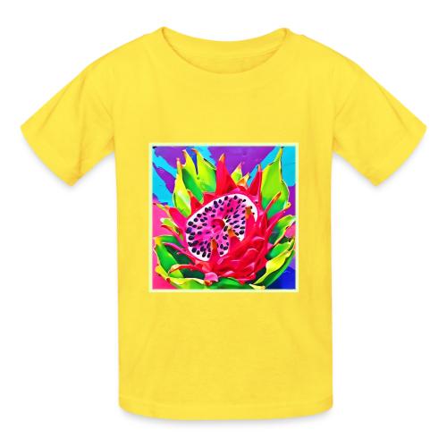 Neon Dragon Fruit Splendor - Heavyweight Kid's T-Shirt