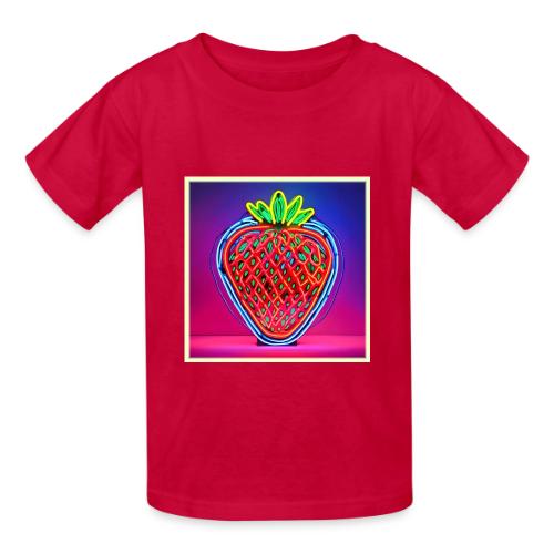 Vibrant Strawberry Neon Sign - Heavyweight Kid's T-Shirt