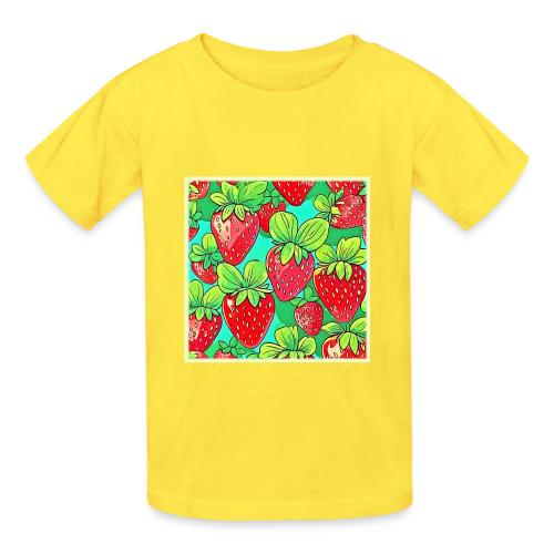 Strawberry Pop Art Pattern - Heavyweight Kid's T-Shirt
