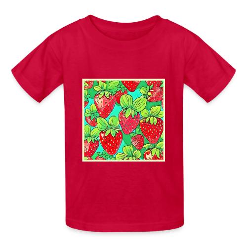 Strawberry Pop Art Pattern - Heavyweight Kid's T-Shirt