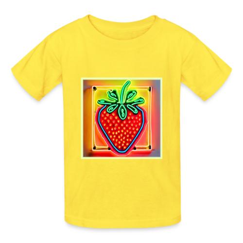 Colorful Strawberry Neon Glow - Heavyweight Kid's T-Shirt