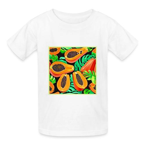 Papaya and Leaves Fresh Pattern - Heavyweight Kid's T-Shirt