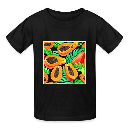 Papaya and Leaves Fresh Pattern - Heavyweight Kid's T-Shirt
