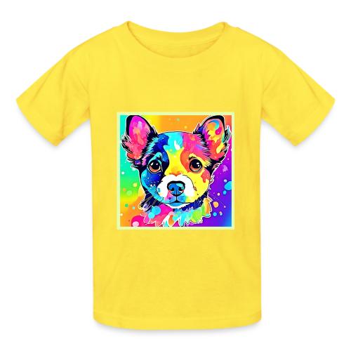 Vivid Puppy Vibes Art Design - Heavyweight Kid's T-Shirt