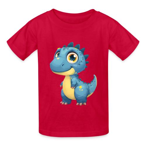 Smiling Blue and Yellow Baby Dinosaur - Heavyweight Kid's T-Shirt