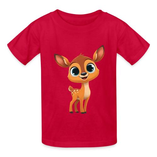 Cute Cartoon Deer with Joyful Big Eyes - Heavyweight Kid's T-Shirt
