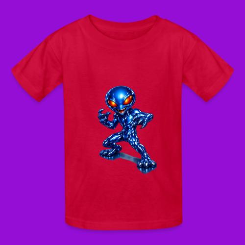 Angry Blue Alien - Heavyweight Kid's T-Shirt