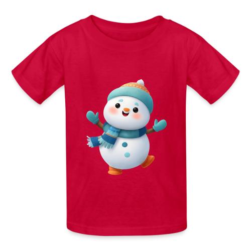 Joyful Cartoon Snowman Arms Up - Heavyweight Kid's T-Shirt