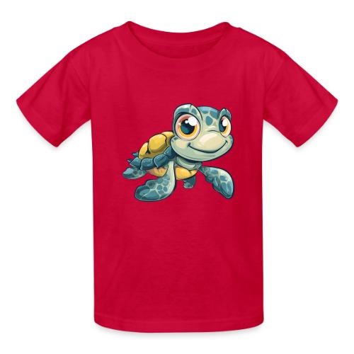 Playful Cartoon Baby Sea Turtle with a Smile - Heavyweight Kid's T-Shirt