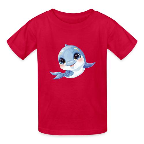 Joyful Blue-White Baby Dolphin - Heavyweight Kid's T-Shirt