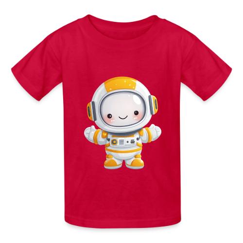 Cute Cartoon Baby Astronaut in White and Yellow - Heavyweight Kid's T-Shirt