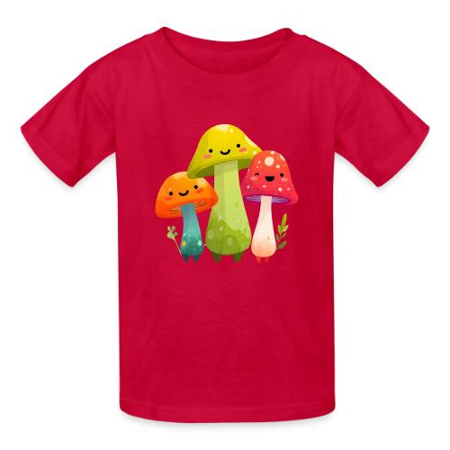 Trio of Happy Mushrooms - Heavyweight Kid's T-Shirt