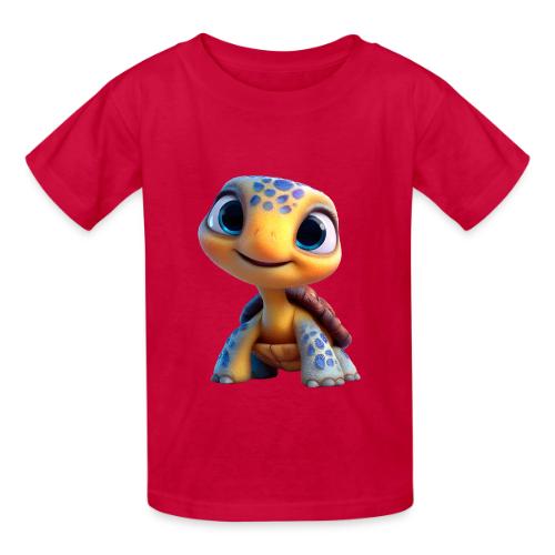 Joyful 3D Baby Turtle with Big Eyes - Heavyweight Kid's T-Shirt